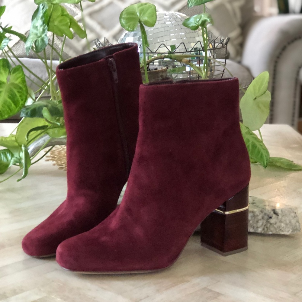 Enzo Angiolini Burgundy Suede Mod Booties